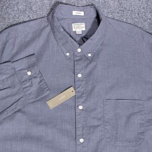 NWT J Crew Secret Wash Classic Stretch Heathered Gray L/S Button Shirt XXL